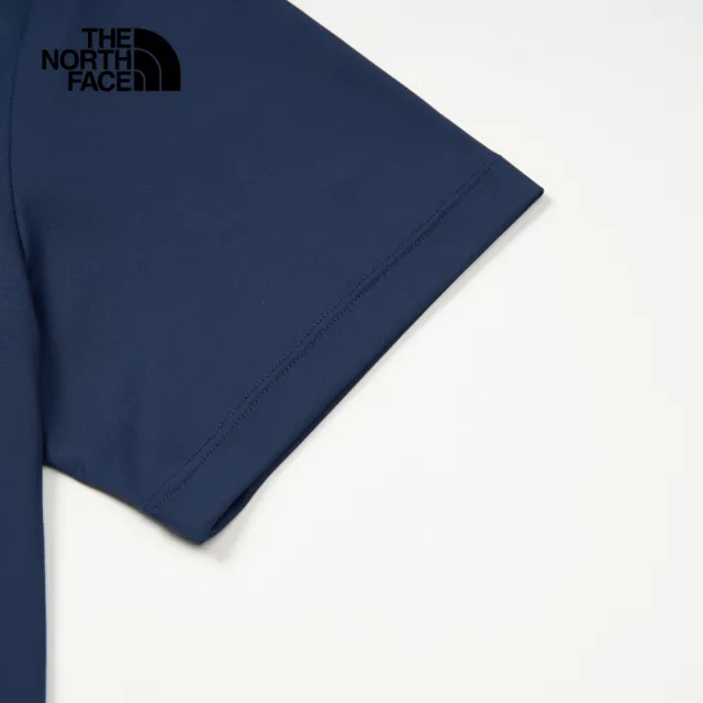 【The North Face 官方旗艦】【抗UV】】北面男款UPF藍色吸濕排汗防曬大尺寸印花短袖T恤｜88GW8K2