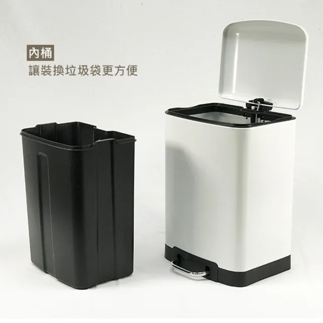 【YU Living 信歐傢居】北歐風腳踏雙層緩降蓋設計大垃圾桶(30L /大 /2色) 廚房垃圾桶