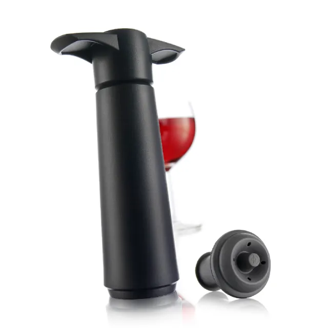 【VACU VIN】荷蘭 抽真空器+酒瓶塞 黑 / 紅酒塞 真空瓶塞 保鮮瓶塞 葡萄酒塞