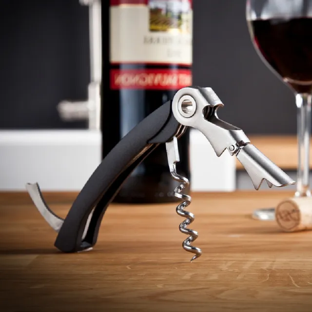 【VACU VIN】荷蘭 兩段式酒保開酒器 黑 / 開瓶器 紅酒白酒 鋁箔刀