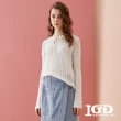 【IGD 英格麗】網路獨賣款-蕾絲織紋針織上衣(白色)