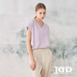 【IGD 英格麗】網路獨賣款-華夫格V領上衣(紫色)