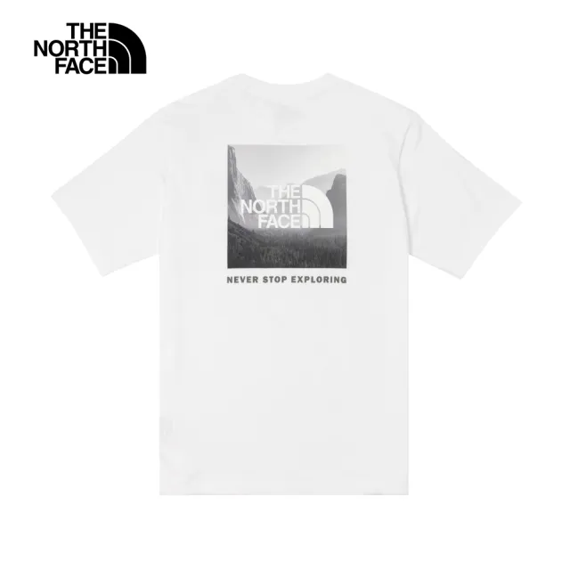 【The North Face】北面男款白色純棉山脈風印花寬鬆短袖T恤｜88GAFN4