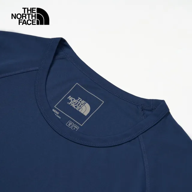 【The North Face 官方旗艦】北面男款藍色UPF防曬短袖T恤｜87W78K2(抗UV/排汗衫)