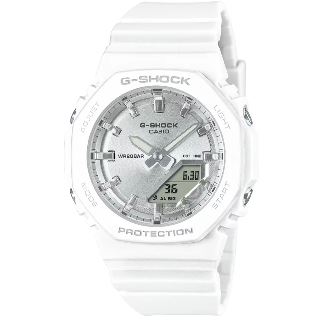 CASIO 卡西歐 卡西歐G-SHOCK WOMAN農家橡樹電子膠帶錶-白(GMA-P2100VA-7A 台灣公司貨)