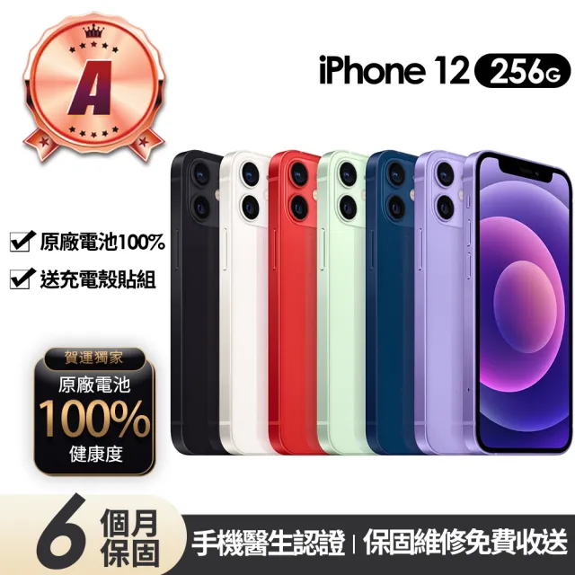 【Apple】A級福利品 iPhone 12 256G 6.1吋(贈充電組+殼貼+100%電池)