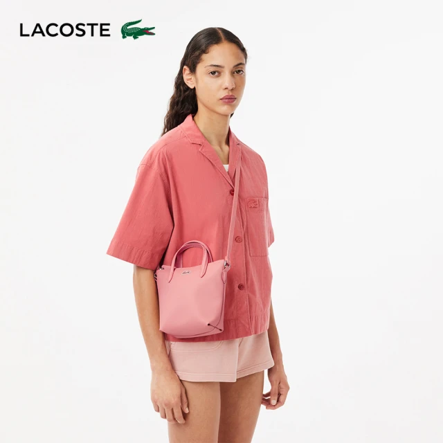 LACOSTE 包款-L.12.12 概念壓紋小型拉鍊手提包(粉紅色)