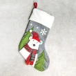 【摩達客】耶誕-質感圍巾白熊灰色聖誕襪(聖誕襪)
