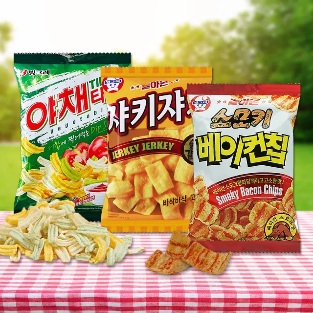 即期品【韓味不二】韓國Binggrae風味餅乾70g/包 煙燻培根/烤肉風味/蔬菜(有效期限:2024.8.15)