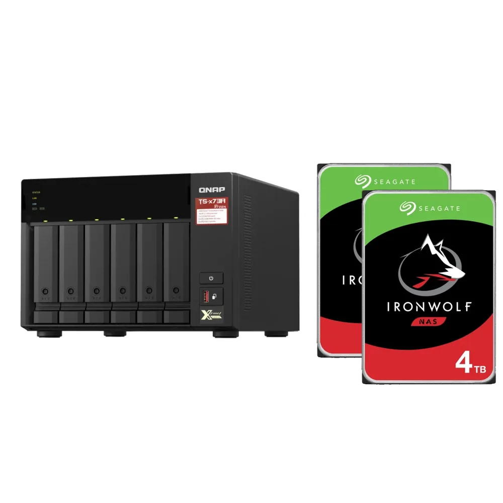 【QNAP 威聯通】搭希捷 4TB x2 ★ TS-673A-8G 6Bay NAS 網路儲存伺服器