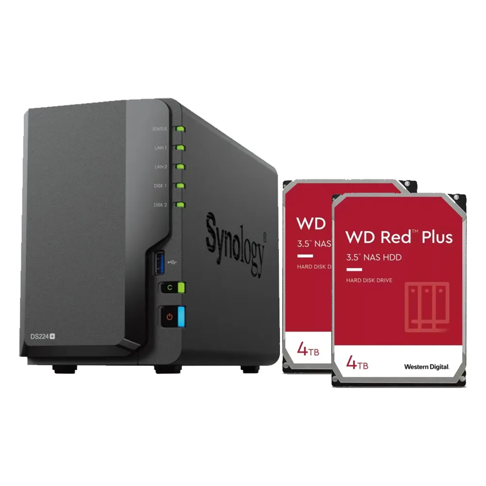 【Synology 群暉科技】搭 WD 4TB x2 ★ DS224+ 2Bay NAS 網路儲存伺服器