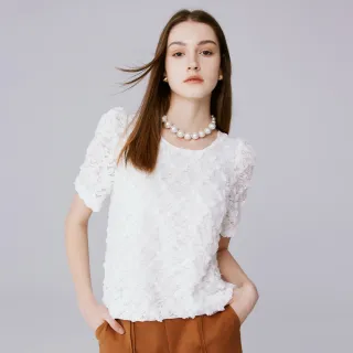 【MOMA】法式優雅立體花朵上衣(白色)