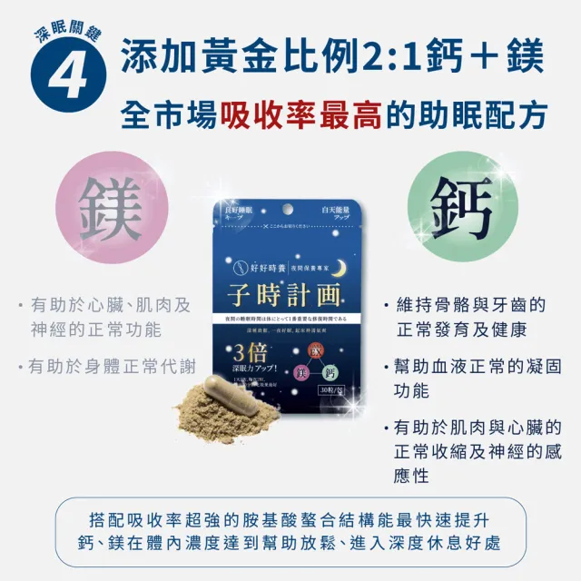 【好好時養 HohoCare】子時計畫｜晚安膠囊 3入組(1入30顆。共90顆)