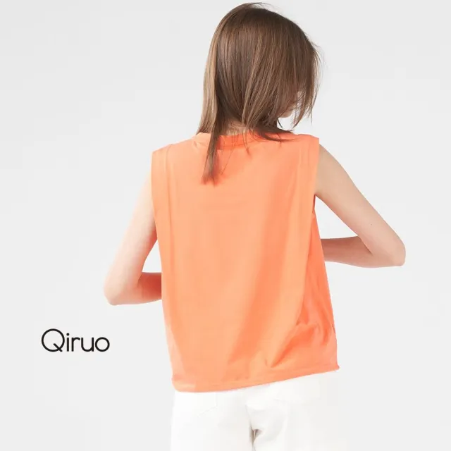 【Qiruo 奇若名品】春夏專櫃粉橘背心上衣8006D 英文字母設計(M-2XL)