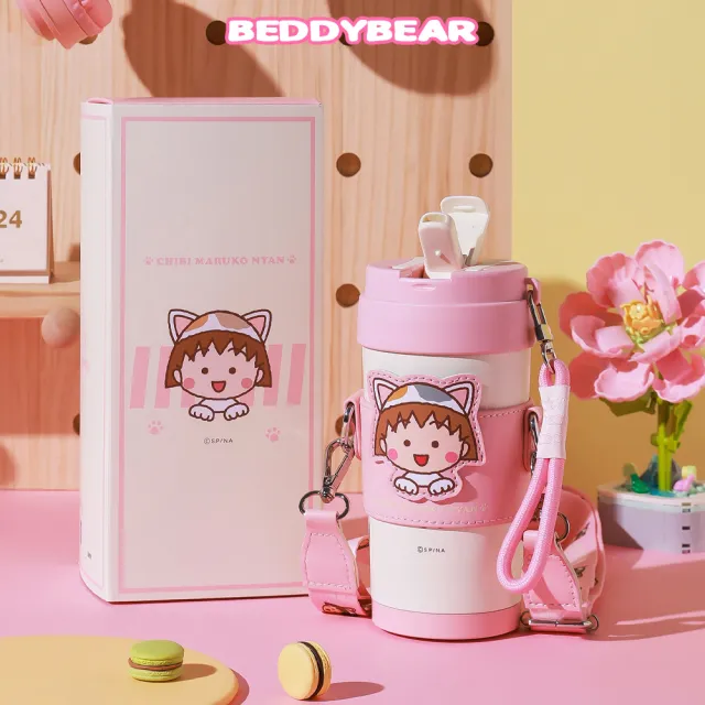 【BEDDY BEAR 杯具熊】櫻桃小丸子輕心保溫咖啡杯 316不鏽鋼保溫杯 陶瓷保溫杯 咖啡隨行杯 500ml