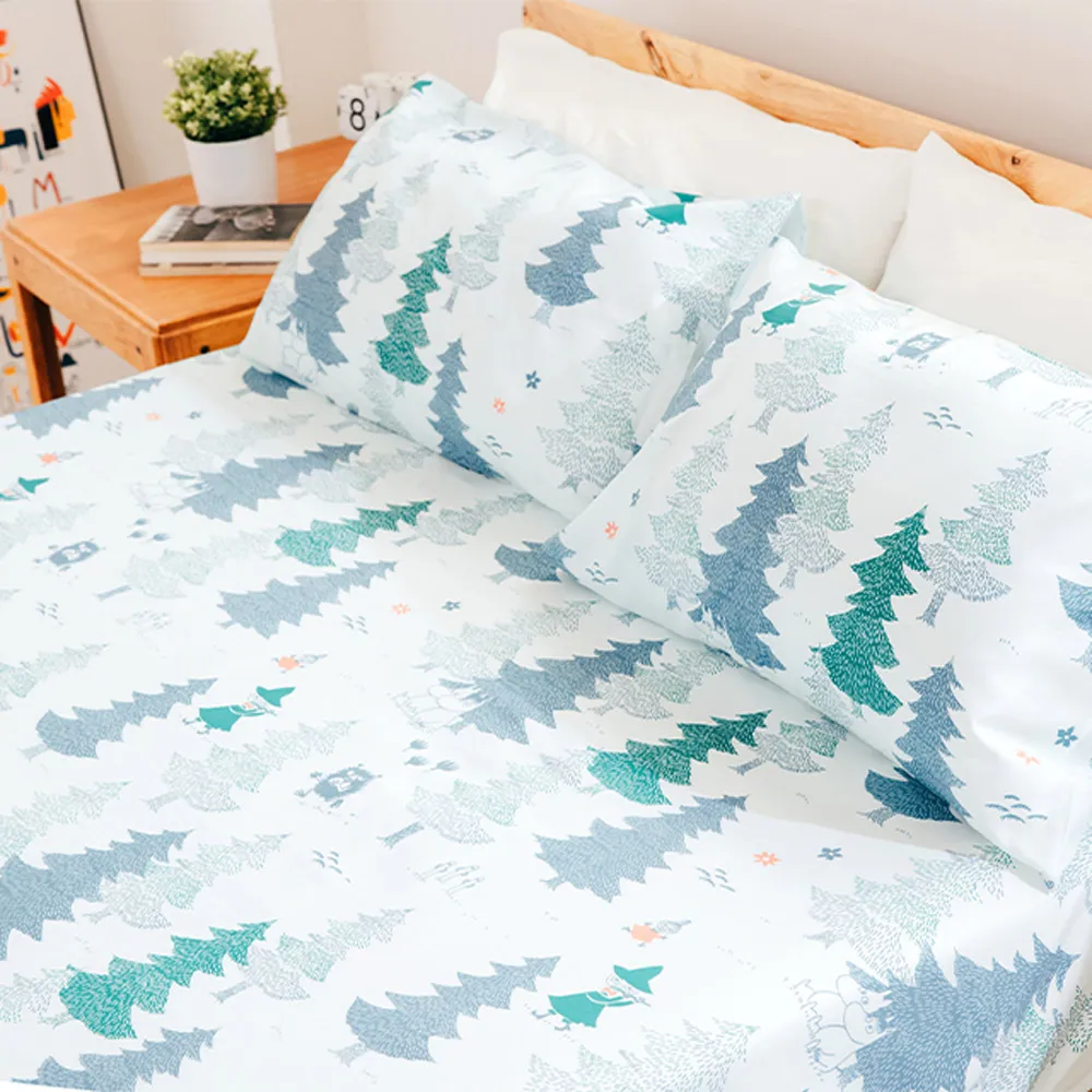 【Norns】嚕嚕米Moomin森林100%天絲單人床包枕套組(吸濕排汗 寢具 含床包*1 枕套*1)