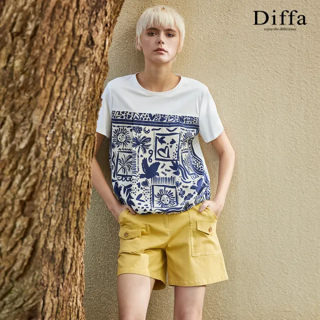 【Diffa】貼袋設計短褲-女