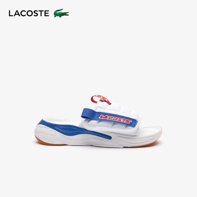 【LACOSTE】男鞋-AceSlide休閒拖鞋(藍/白色)