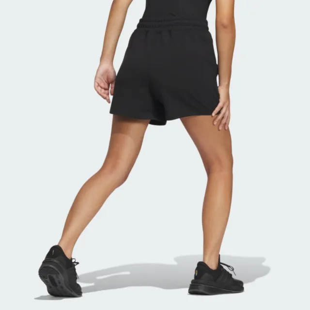 【adidas 愛迪達】短褲 女款 運動褲 LOUNGE KN SHORT 黑 IM8865