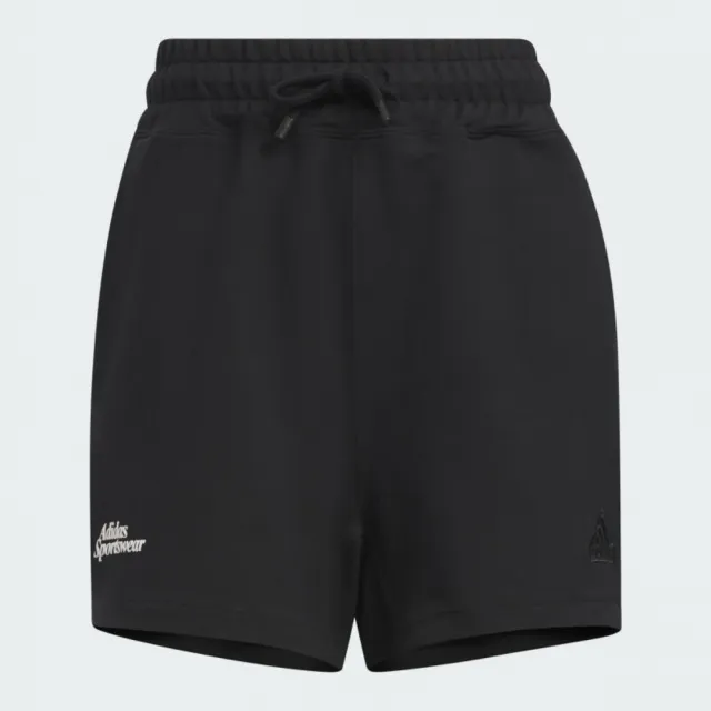 【adidas 愛迪達】短褲 女款 運動褲 LOUNGE KN SHORT 黑 IM8865