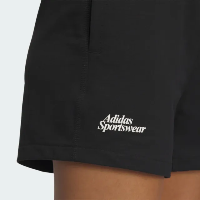 【adidas 愛迪達】短褲 女款 運動褲 LOUNGE KN SHORT 黑 IM8865