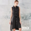 【IGD 英格麗】網路獨賣款-工裝風背心棉洋裝(黑色)