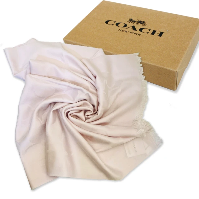 COACH 滿版CC Logo 及素色羊毛混絲雙面可用圍巾(
