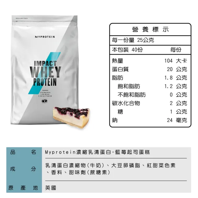 【MYPROTEIN】濃縮乳清蛋白1KG(多口味可選)