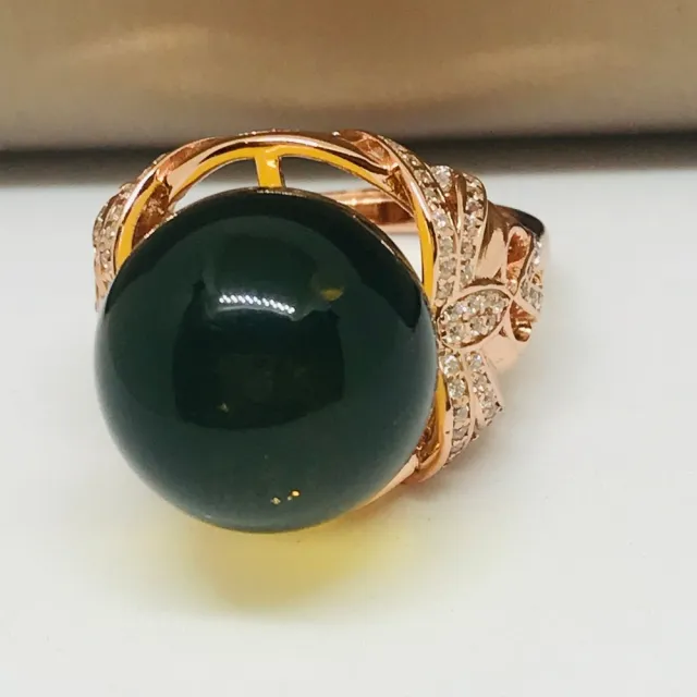 【勝弘珠寶】多明尼加藍珀私藏戒指-15mm