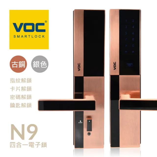 【VOC】N9 四合一把手式電子鎖(指紋│卡片│密碼│鑰匙/含安裝)