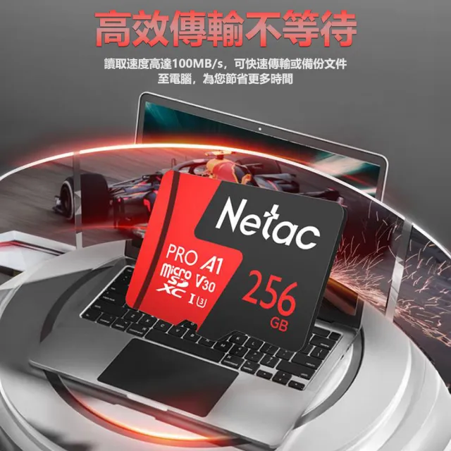 【Netac 雷騰】512GB 監控記錄專用Pro MicroSDXC 4k V30 記憶卡 公司貨(最高讀速100MB/s  原廠5年保固)