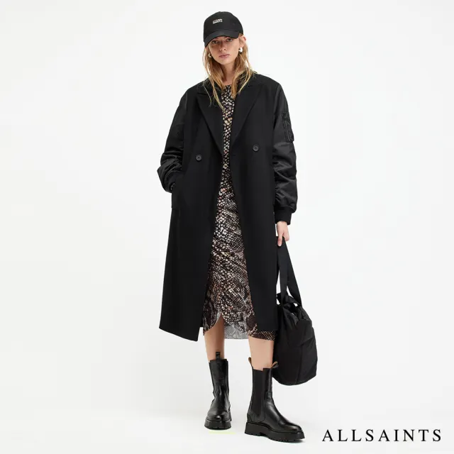 【ALLSAINTS】PAULAH 喀什米爾羊毛拚接外套-黑 WO103Z(舒適版型)