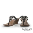 【Keeley Ann】唯美鑽飾楔型T字拖鞋(黑色431008610)