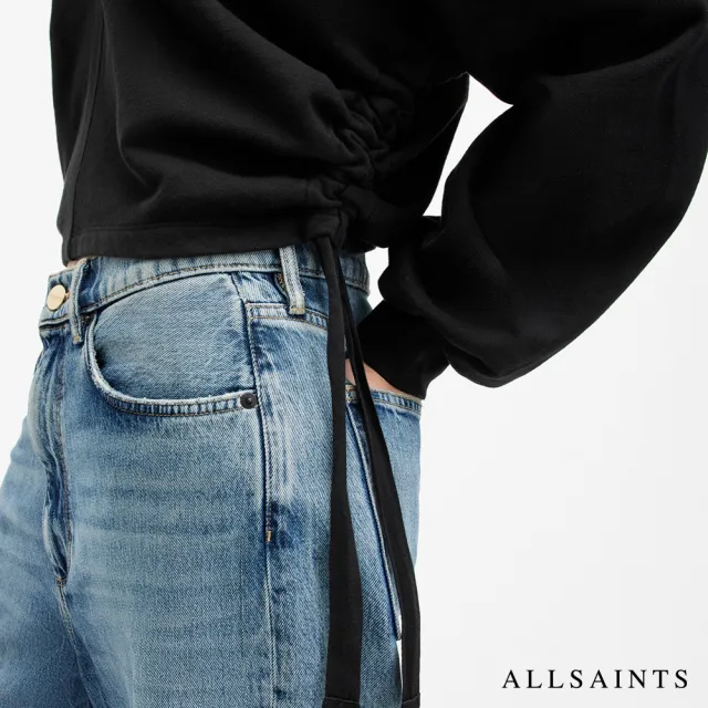 【ALLSAINTS】MIRA 柔軟純棉短版抽繩長袖衛衣-黑 WM520Z(舒適版型)