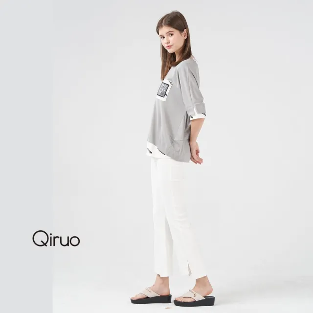 【Qiruo 奇若名品】春夏專櫃白色七分牛仔褲2100C 緊身彈性(M-2XL)