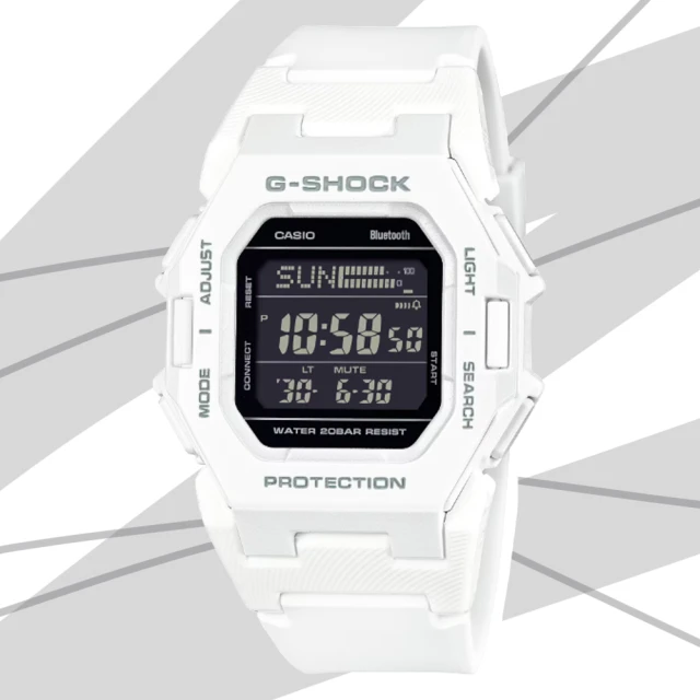 CASIO 卡西歐 G-SHOCK 未來時尚 智慧藍芽 計步器 纖薄電子錶-白色(GD-B500-7 防水200米)