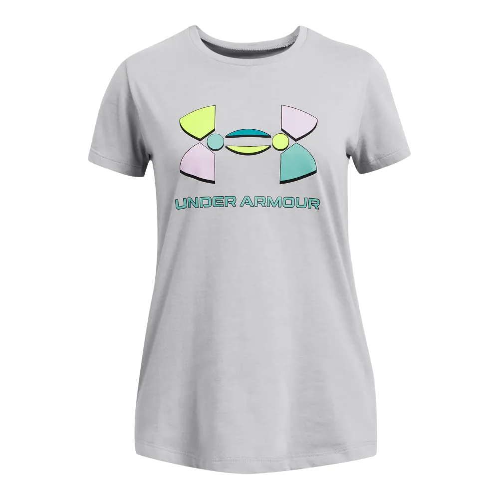 【UNDER ARMOUR】UA 女童 撞色LOGO短T-Shirt_1382979-011(淺灰)