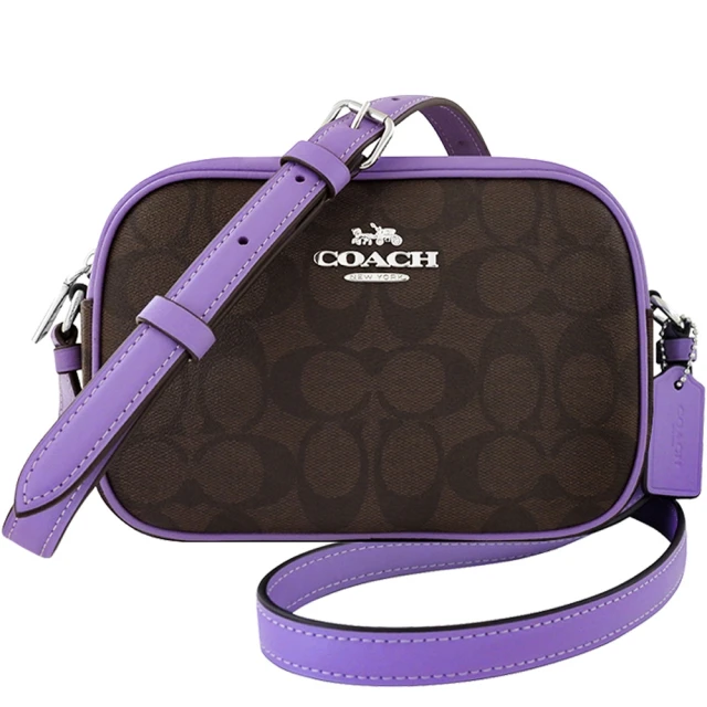【COACH】JAMIE大C PVC斜背相機包-紫色(買就送璀璨水晶觸控筆)