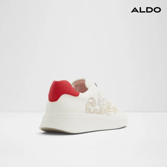 【ALDO】DAXTON-經典潮流限定款綁帶休閒小白鞋-男鞋(白混紅)