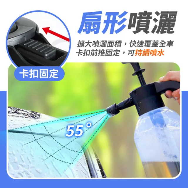 【JHS】手動氣壓式 泡沫噴壺 2L 送雙噴頭+車用抹布2入(氣壓式泡沫噴壺 泡沫噴壺)