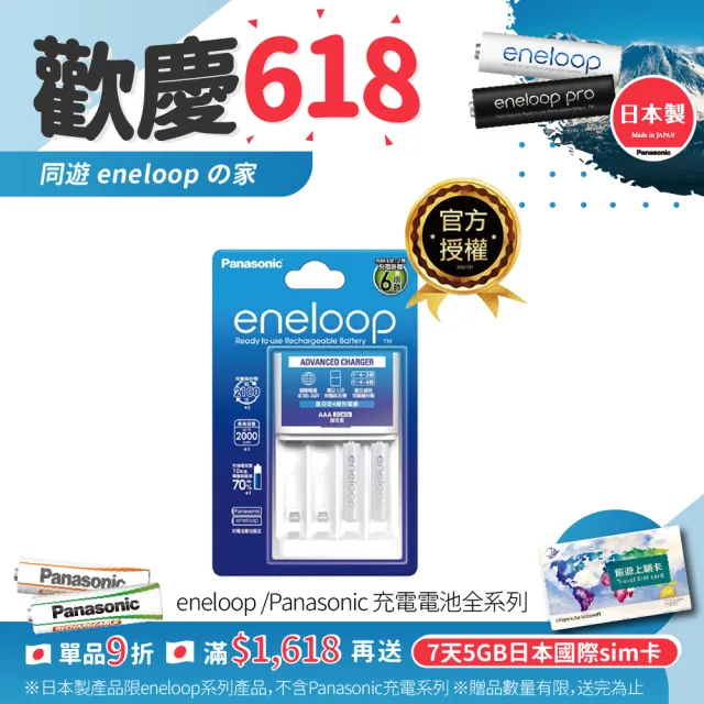 【Panasonic 國際牌】eneloop充電組 BQ-CC17+4號2顆電池套裝(標準款)