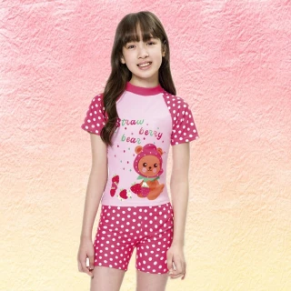 【梅林品牌】流行女童短袖二件式泳裝(NO.M35608)