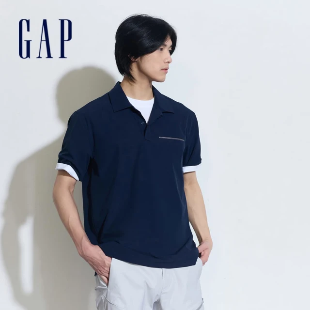 【GAP】男裝 短袖POLO衫-海軍藍(885511)