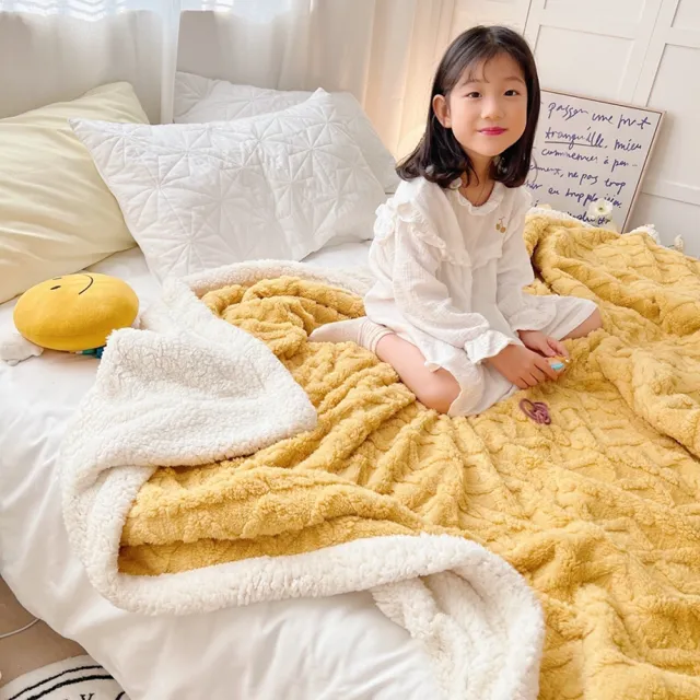 【BOMAN】買一送一  高磅數 韓系立體編織塔芙絨x羊羔暖暖被毯(150x200cm)