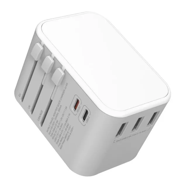 【CITY】33W 出國萬用充電器 全球通用萬能轉換插頭(2USB-C+3USB-A)