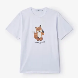 【Maison Kitsune】MAISON KITSUNE ALL RIGHT FOX 白色 純棉 圓領 短袖 T-SHIRT L號(HM00130KJ0008P100)