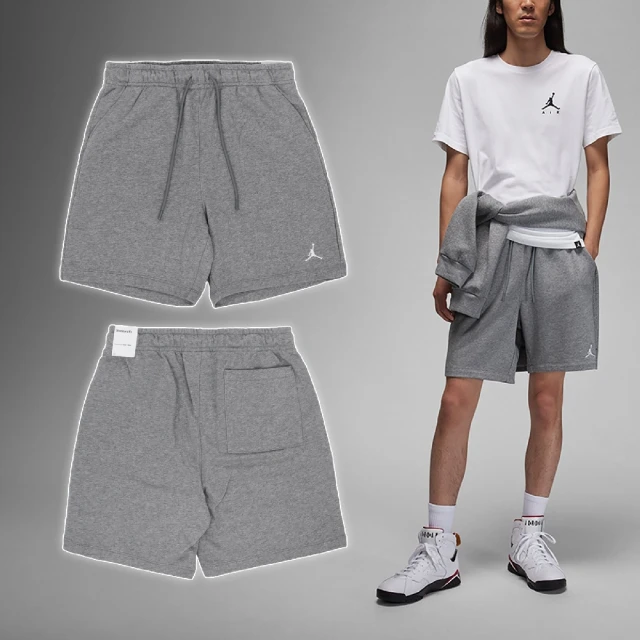 NIKE 耐吉 短褲 Jordan Essentials Shorts 男款 灰 白 毛圈布 抽繩 棉褲 褲子(FQ4535-091)