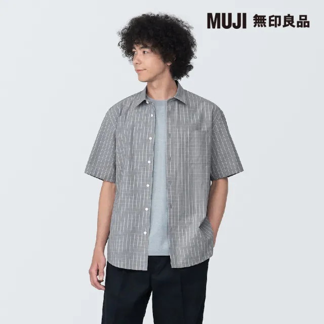 【MUJI 無印良品】男棉水洗平織布短袖襯衫(共9色)