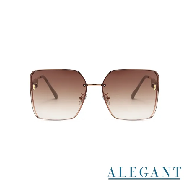 【ALEGANT】輕裸時尚絲光漸層棕質感方框墨鏡/UV400太陽眼鏡(霓彩的焦糖光緞)