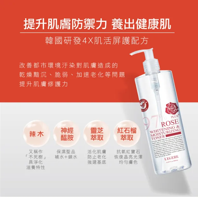 【LEGERE 蘭吉兒】97玫瑰淨白防護精華露(500ml/瓶)